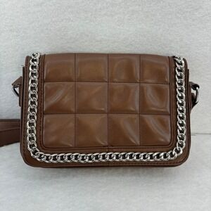 Quilted Brown Crossbody Bag Chain Accent Shoulder‎ Bag Purse Casual Fall Fashion